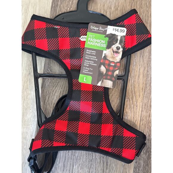 Unique Petz Chest Harnesses - Red & Black Christmas Large corgi - Picture 3 of 4